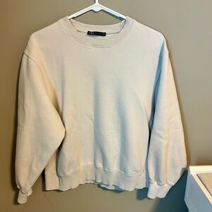 Zara Tan Casual Crewneck Sweatshirt